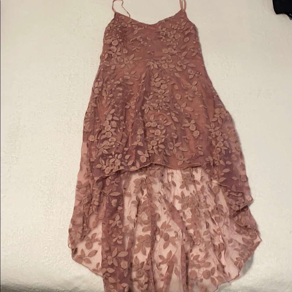 Mauve high low floral dress
